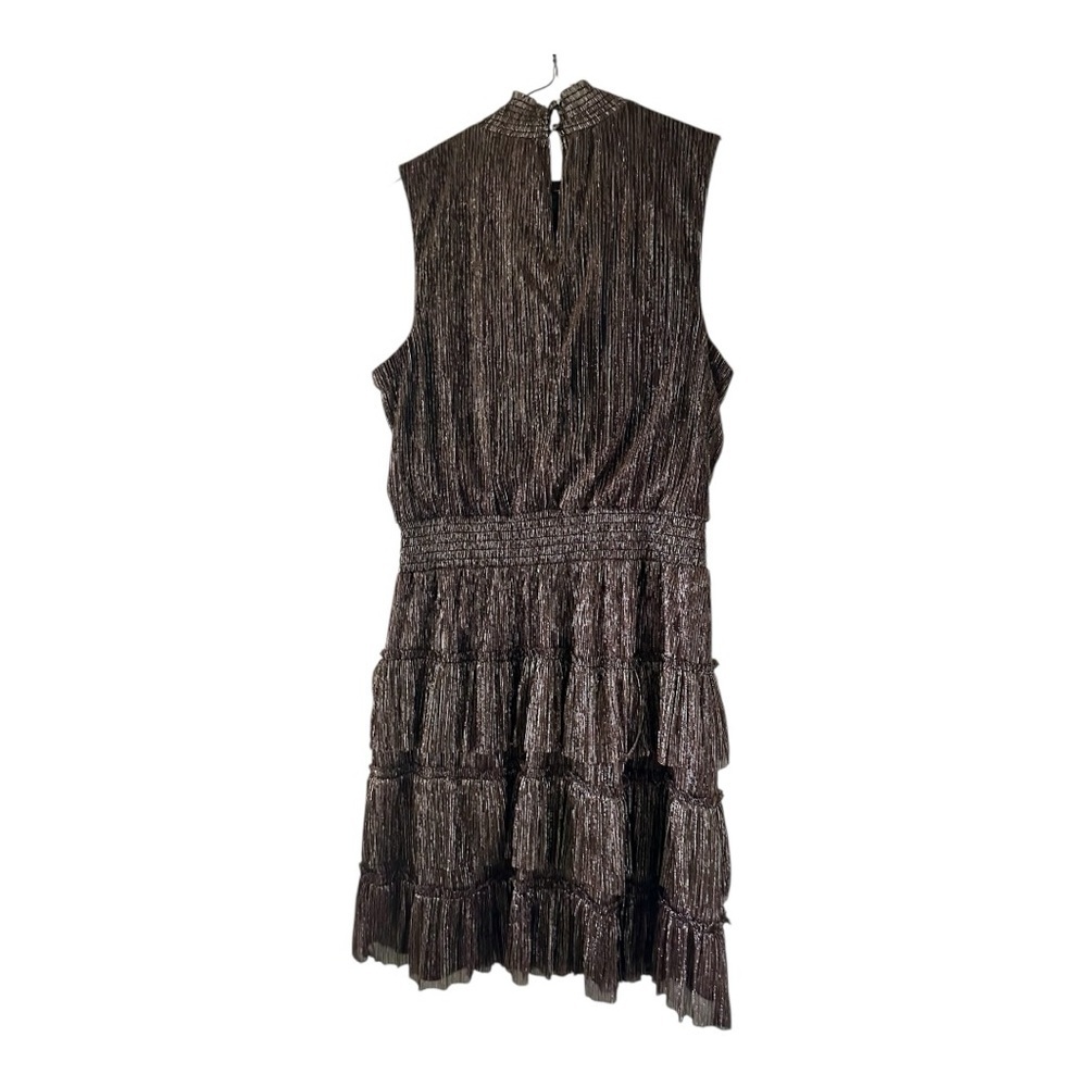 MSK Elegant Brown&Black Sleeveless Dress Metallic High Neck Size L - Picture 6 of 8